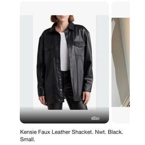 Kensie Faux Leather Shacket. NWT. Black. Small